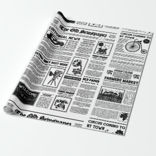 Antike Zeitung 1920 Flapper Vintag Schwarz-weiß Geschenkpapier