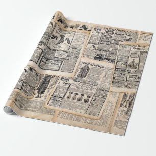 Antike Zeitungsanzeigenblätter Decoupage Geschenkpapier