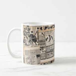 Antike Zeitungsanzeigenblätter Decoupage Kaffeetasse