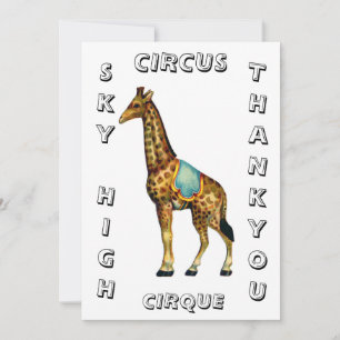 Antike Zirkus-Darstellung einer Giraffe Dankeskarte