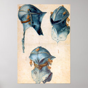 ANTIKEN RITTERRÜSTUNGEN /DREI STUDIEN EINES HELMS POSTER