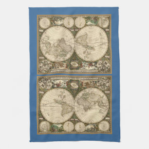 Antiken-Weltkarte 1660 durch Frederick de Wit Handtuch