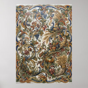 Antiker, aufwendiger Paisley-Tapetenposter Poster
