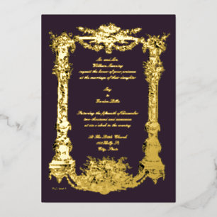 Antiker Barock-Rokokostil-Rahmen für Hochzeiten Folieneinladung