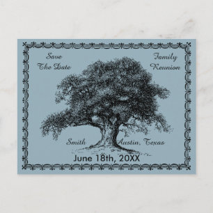 Antiker Baum Outdoor Rustic Save The Date Blau Ankündigungspostkarte