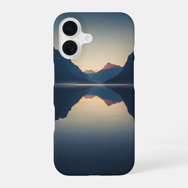 Antiker Bergsee bei Dämmerung iPhone 16 Hülle (Rückseite)