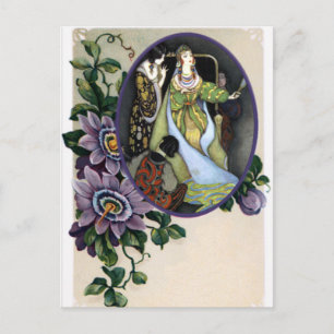 Antiker Bilderrahmen mit Passionsblume für jedes F Postkarte
