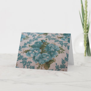 Antiker blauer Blumenstoff Karte