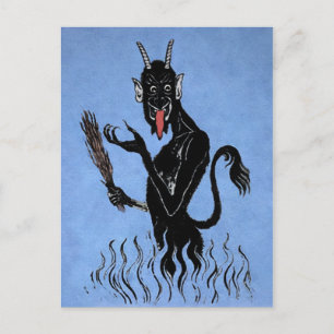 Antiker Blauer Krampus Postkarte
