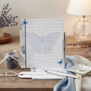 Antiker blauer Schmetterling Notizblock