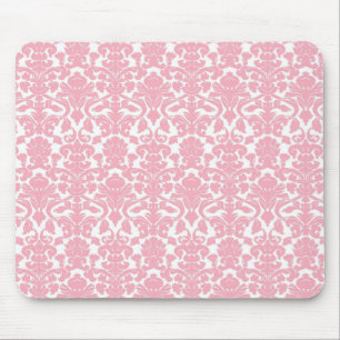 Antiker Blumen-Damaskus-Mausteller in Hellrosa Mousepad