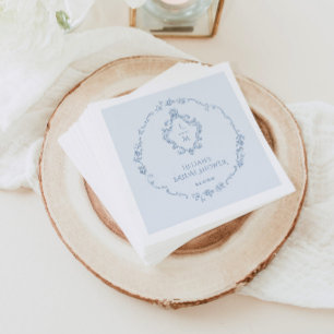 Antiker Blumenkranz Toile Something Blue Crest Serviette