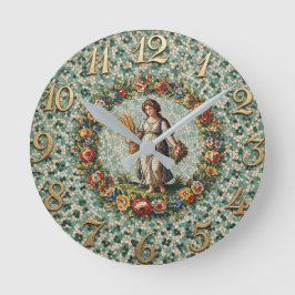 Antiker Blumenmosaik-Zodiac Jungfrau Runde Wanduhr