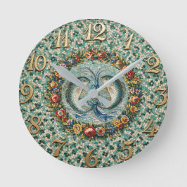 Antiker Blumenmosaik-Zodiak-Fische Runde Wanduhr