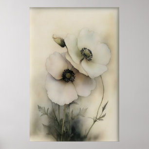 Antiker Blumenprint, Rustikale Vintage-Wandkunst Poster