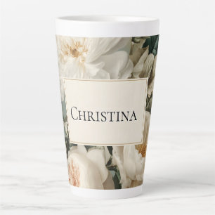 Antiker Blumenrahmen mit cremeweißen und rosa Rose Milchtasse