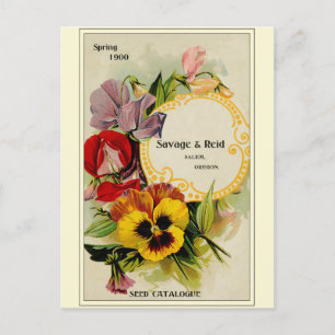 Antiker Blumensamen-Katalog für den Garten Postkarte