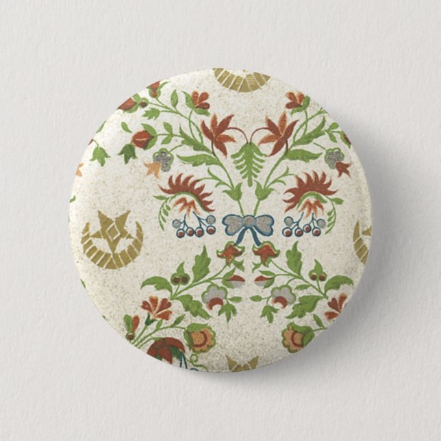 Antiker Blumenstoff (160) Button (Vorderseite)