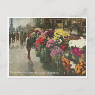 Antiker Blumenverkäufer in San Francisco, Kaliforn Postkarte