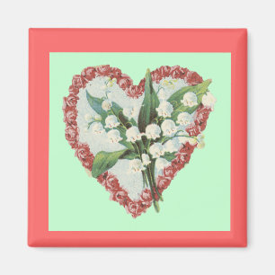 Antiker Blumiger Herzmagnet Magnet