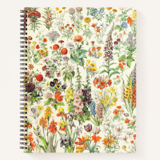 Antiker botanischer Blumen Druck Notizbuch