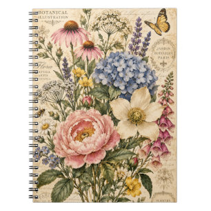 Antiker Botanischer Blumengarten Notizblock