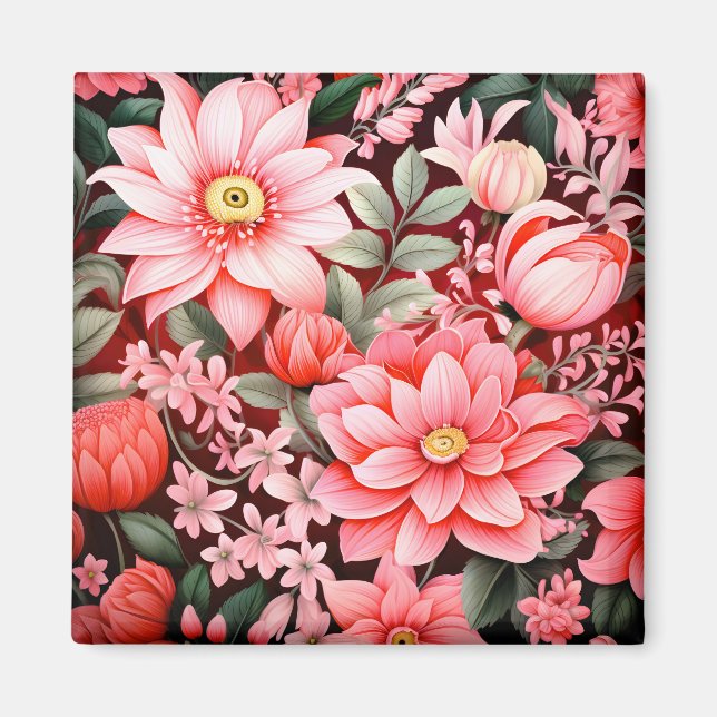 Antiker Botanischer Blüten-Garten Magnet (Vorne)