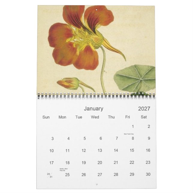 Antiker Botanischer Kalender (Jan 2027)