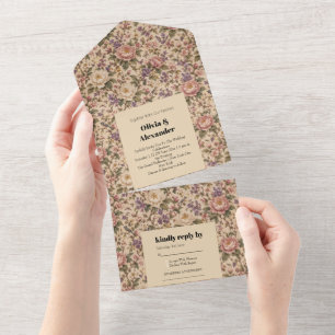 Antiker botanischer Rosengarten & Schmetterlingsmu All In One Einladung
