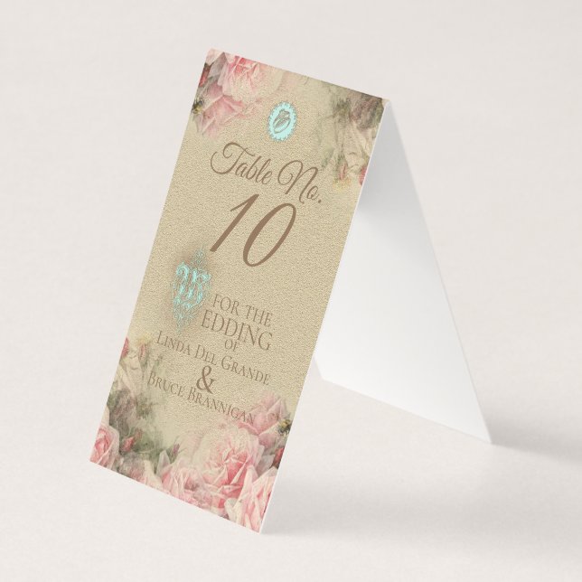 Antiker Brief - Hochzeitkarte für die Tischnummer (Vorderseite)