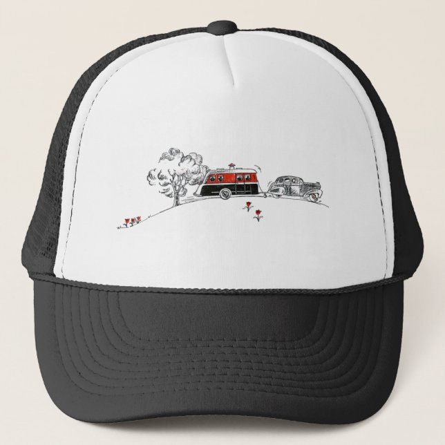 Antiker Camper und Auto Truckerkappe (Vorderseite)