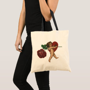 Antiker Cherub und viktorianische Rose zum Valenti Tragetasche