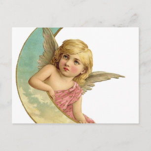 Antiker Cherub und zunehmender Mond Postkarte