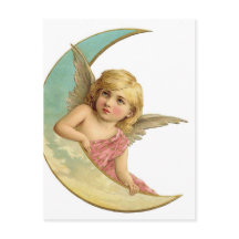 Antiker Cherub und zunehmender Mond