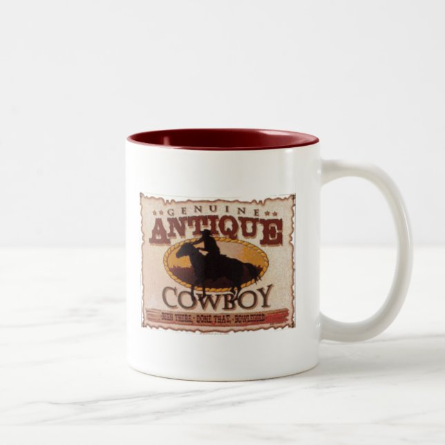 Antiker Cowboy Zweifarbige Tasse (Rechts)