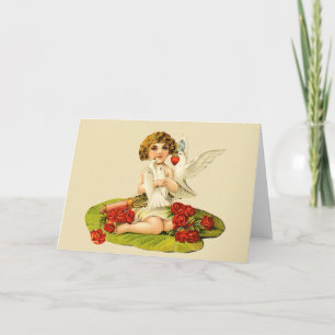 Antiker Cupid auf Seerosenblatt Feiertagskarte