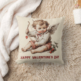 Antiker Cupid mit Herz-Bogen Kissen