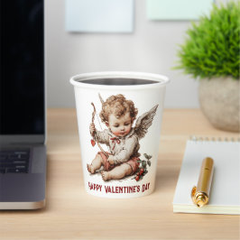 Antiker Cupid mit Herz und Bogen Pappbecher