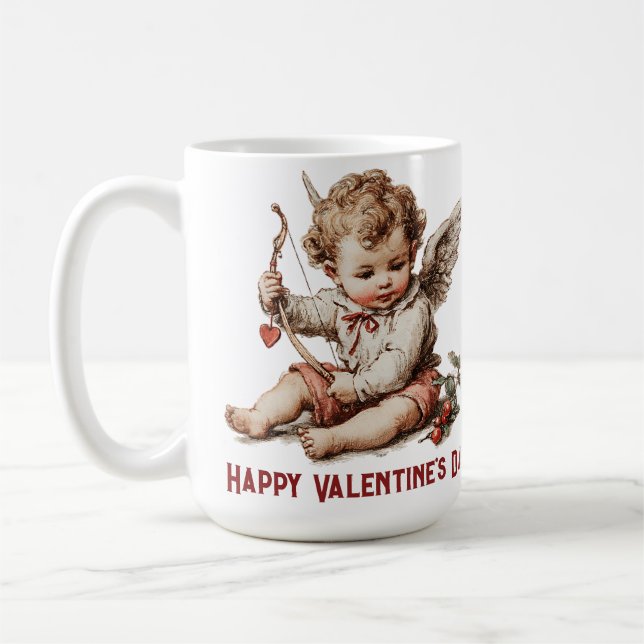 Antiker Cupid mit Herzpfeil Kaffeetasse (Links)