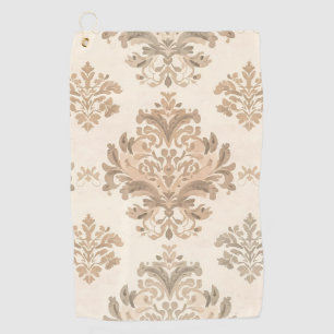 Antiker Damast Elegantes Beige Französischer Landh Golfhandtuch