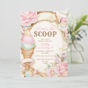 Antiker Eiscreme-Waffel-Kegel pastellrosa Eiscreme Einladung