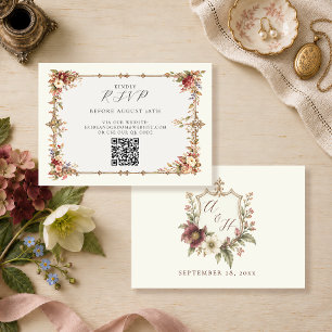 Antiker englischer Cottage-Garten Elegant Floral RSVP Karte