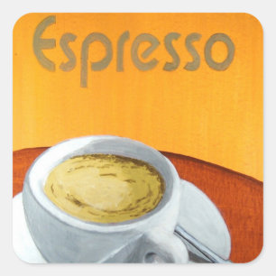 Antiker Espresso-Kaffee Quadratischer Aufkleber