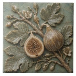Antiker Feigenzweig Botanischer Faux-Relief Fliese