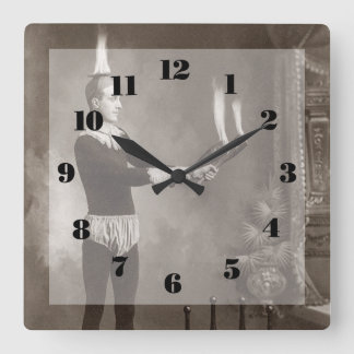 Antiker Feuerschwinger Quadratische Wanduhr