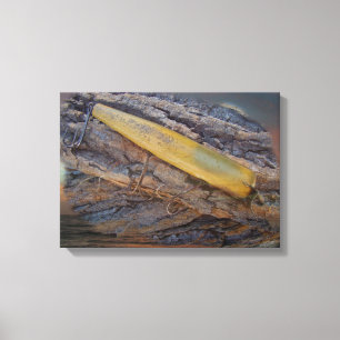 Antiker Fischfang auf Treibholz Leinwanddruck