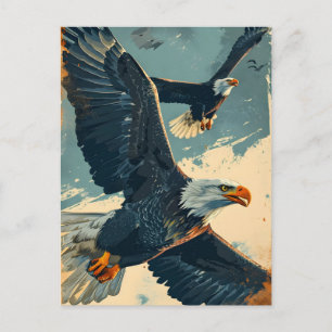 Antiker fliegender Weißkopfseeadler Postkarte