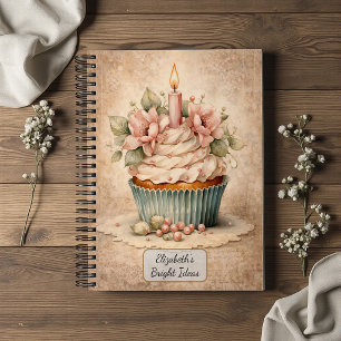 Antiker floraler Cupcake Notizbuch