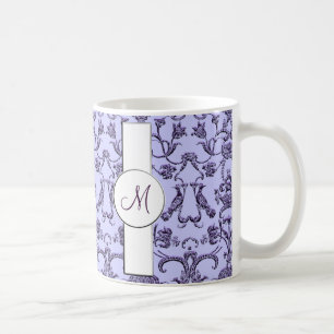 Antiker florentinischer Damast (Monogramm) (Lila) Kaffeetasse