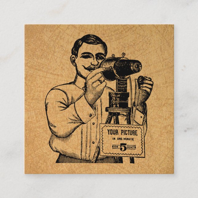 Antiker Fotograf mit Kamera Begleitkarte (Vorderseite)